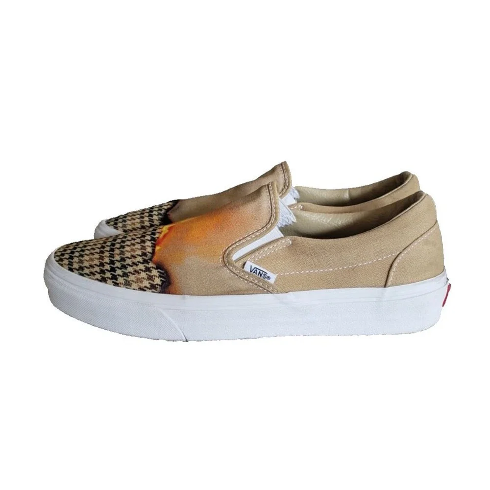 Vans Khak Slip On Burn Graphic Men’s Size 8.5 Women’s Size 10